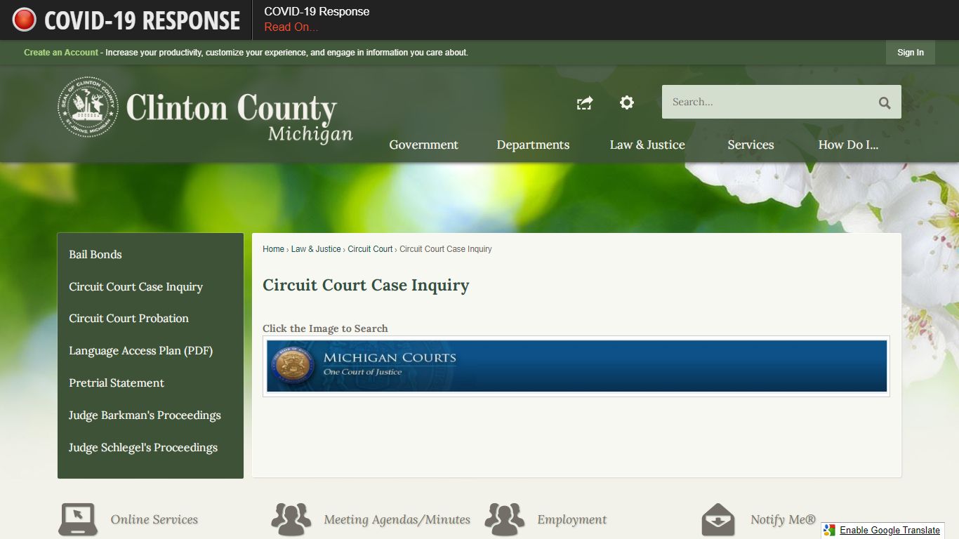 Circuit Court Case Inquiry | Clinton County, MI