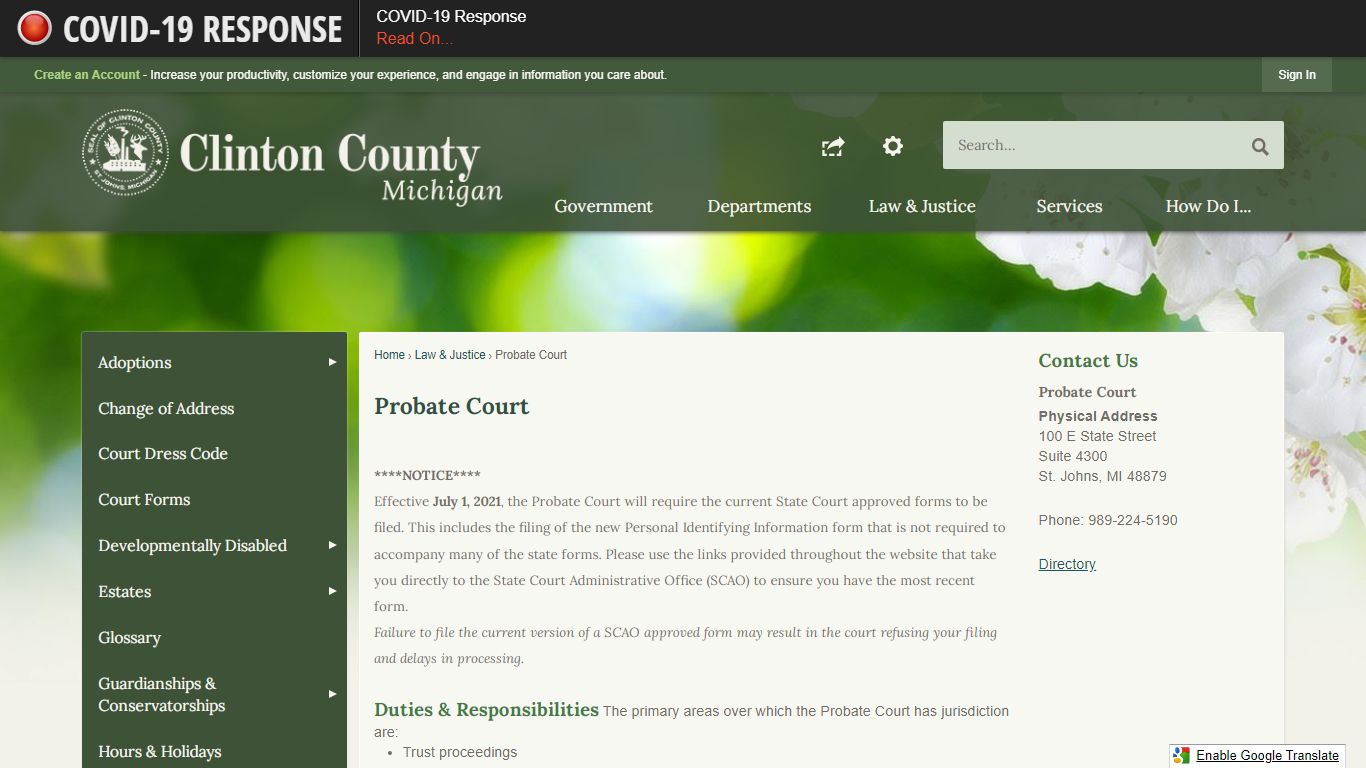 Probate Court | Clinton County, MI